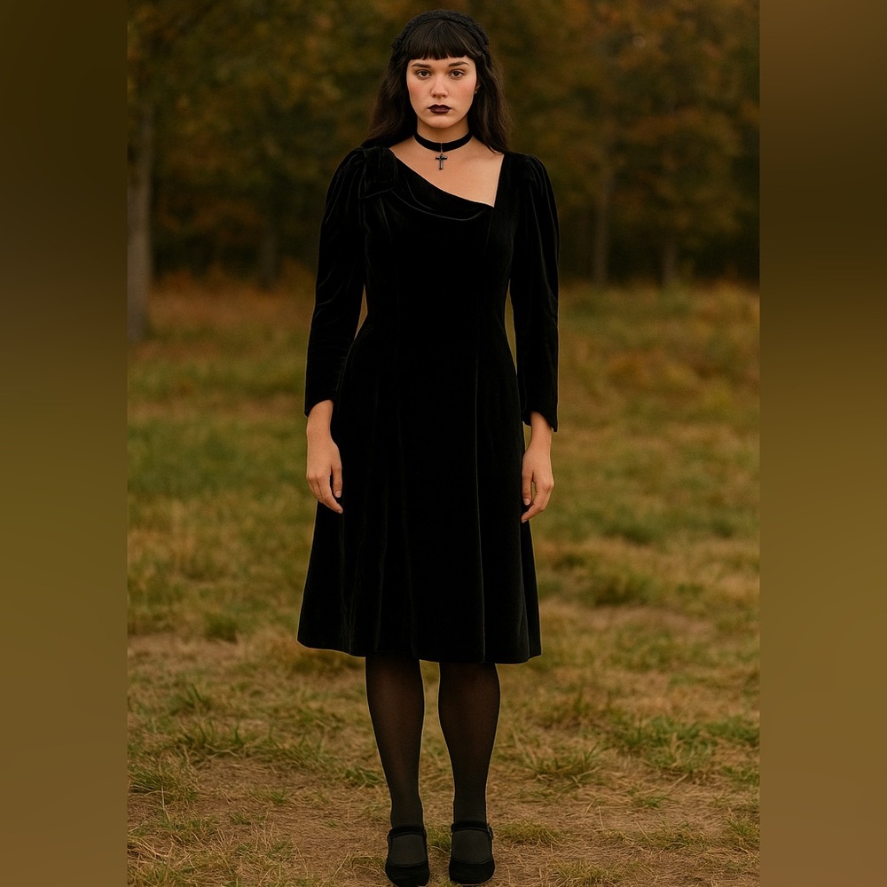 Laura Ashley Black Velvet Whimsigoth Dress